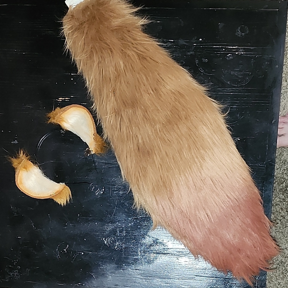 Brown Faux Fur Tail with Ears